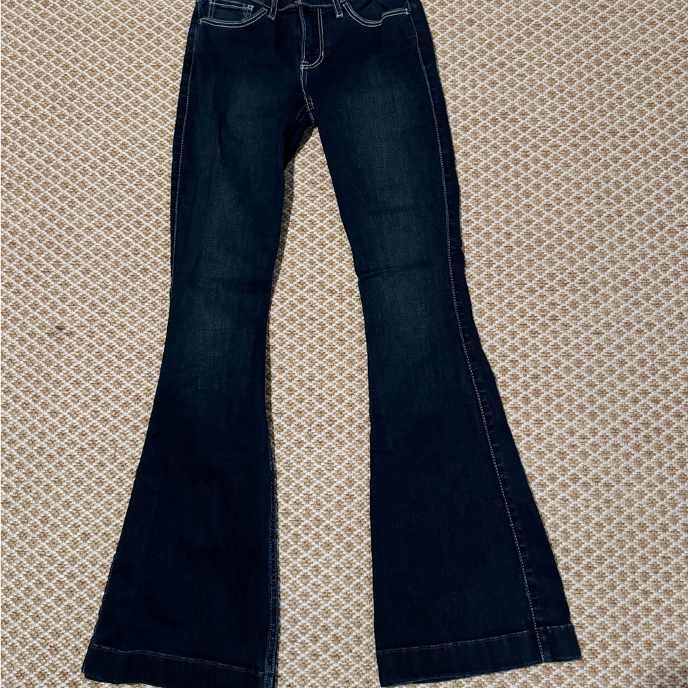 Low rise dark wash Flared Women's Jeans